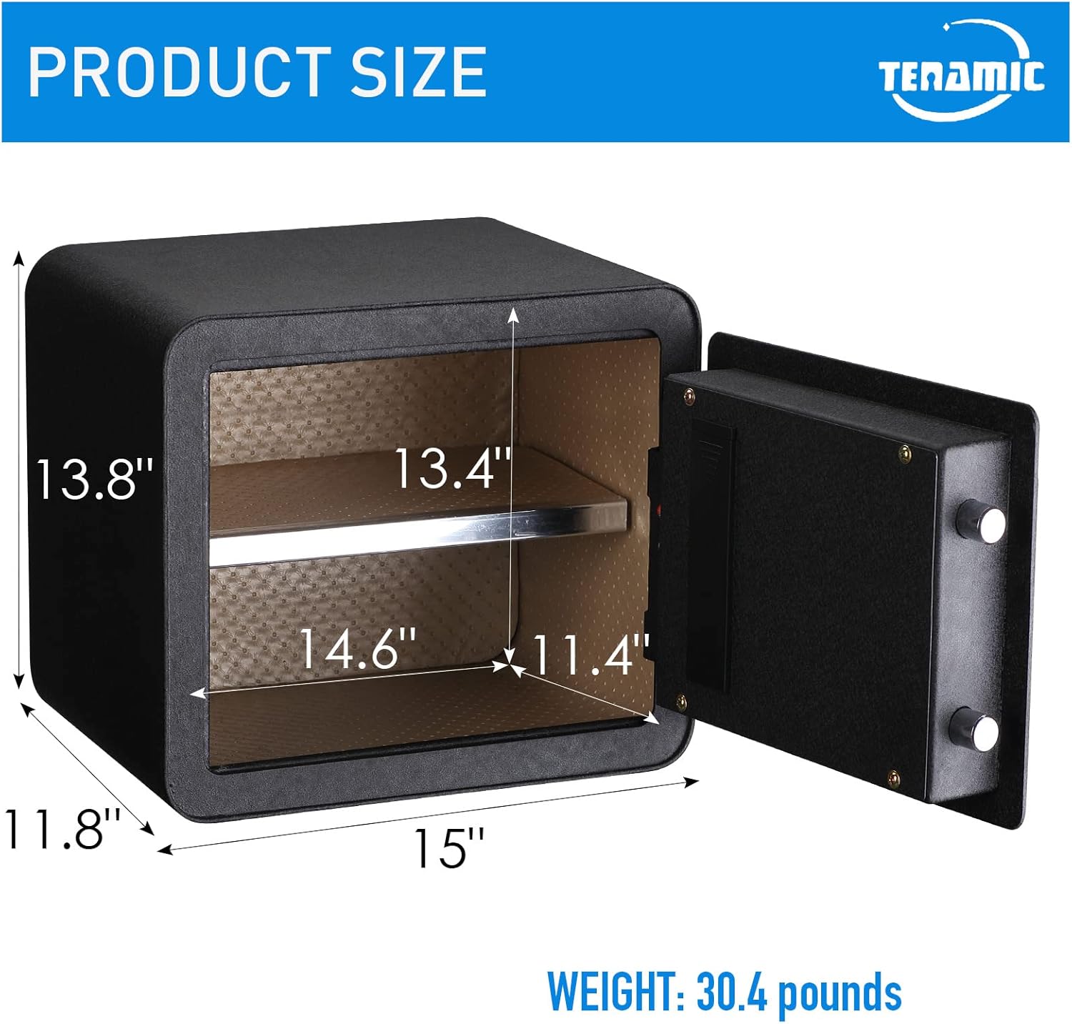 Tenamic Luxury Safe Biometric Fingerprint Safe Box 1.41 Cubic Feet Electronic Touch Screen Keypad Security Box with Induction Light and Leather, Solid Alloy Steel Office Hotel Home Cabinet Safe, Black