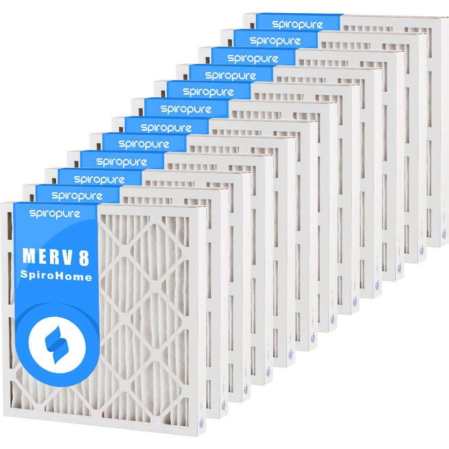 SpiroPure 22x22x2 MERV 8 Pleated Filter Air Filters - Made in USA (12 Pack)