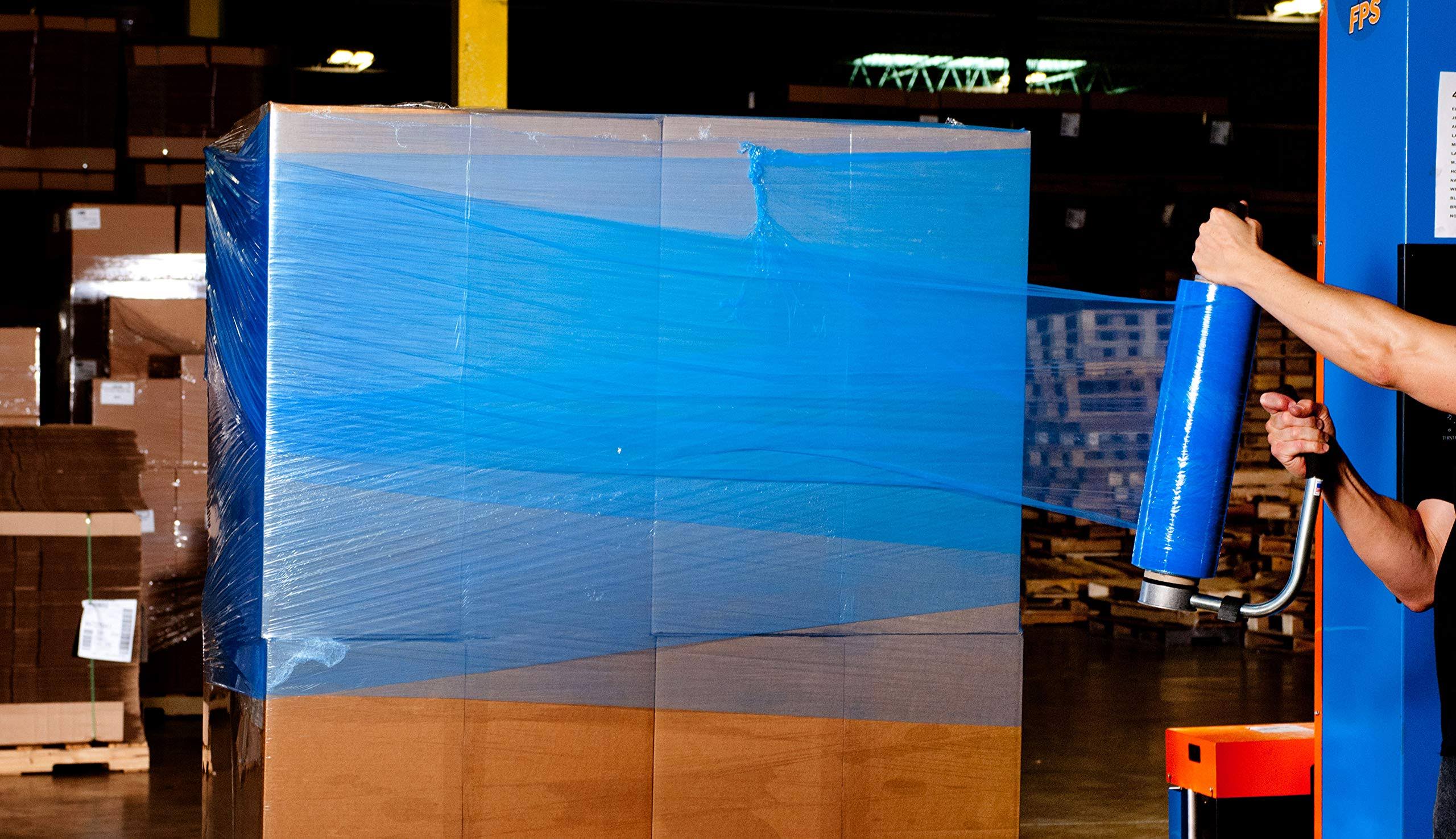 The Packaging Wholesalers 18x22 x 1500& 80 Ga. Blue Colored Hand Stretch Film, 4/Case (FSTSF188CBLUE)