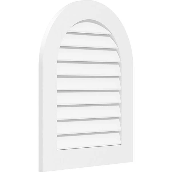 Ekena Millwork GVPRT26X4201SF 26x22W x 42x22H Round Top Surface Mount PVC Gable Vent: Functional, w/ 3-1/2x22W x 1x22P Standard