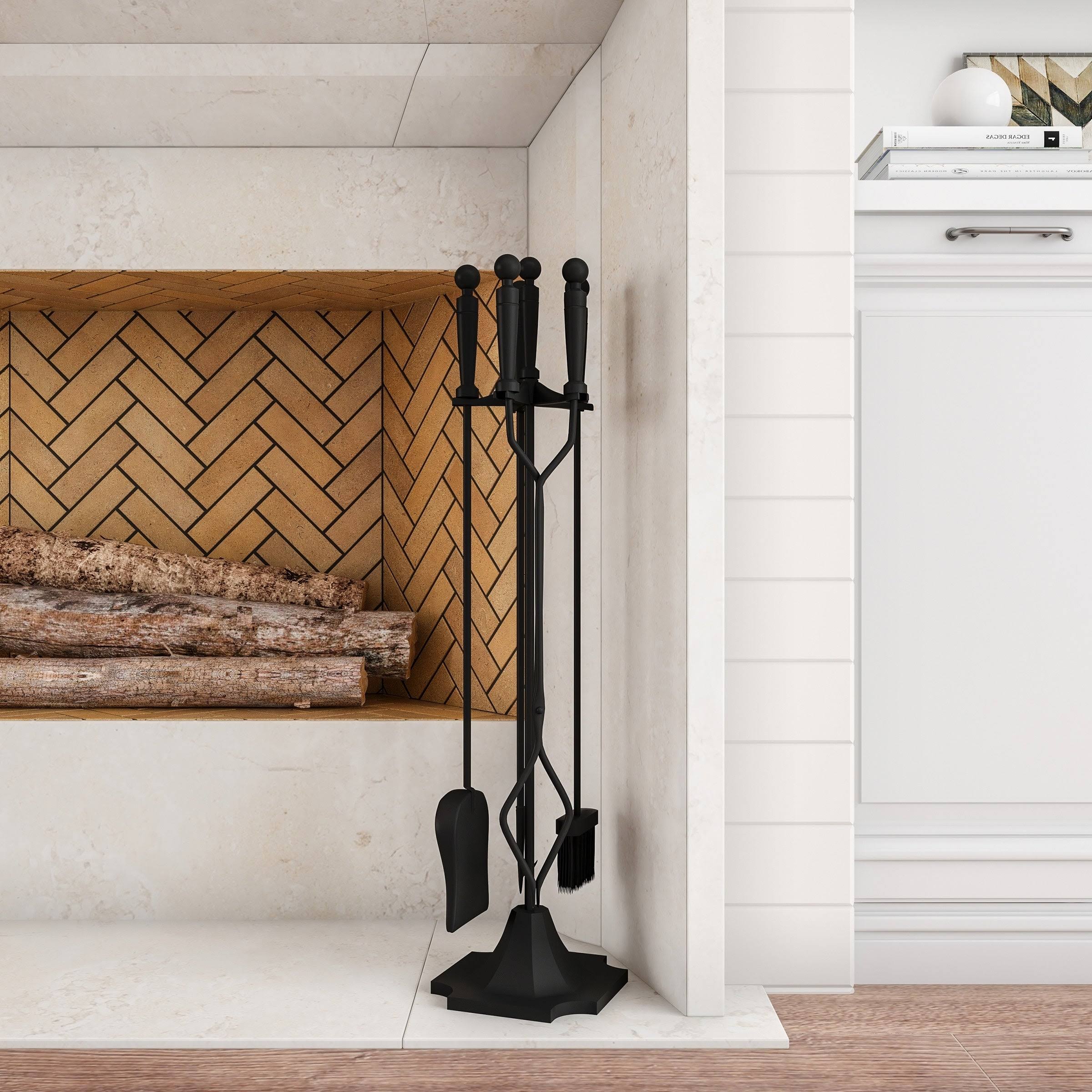 5 Piece Fireplace Tool Set- Heavy Duty Essential Tools Lavish Home