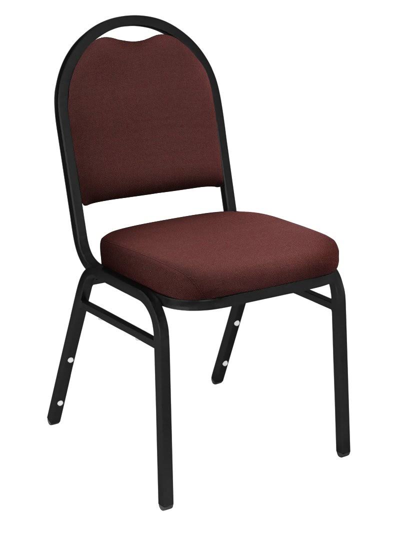 NPS #9258-BT Dome-Back Fabric Padded Stack Chair, Rich Maroon/Black Sandtex - 4 Pack