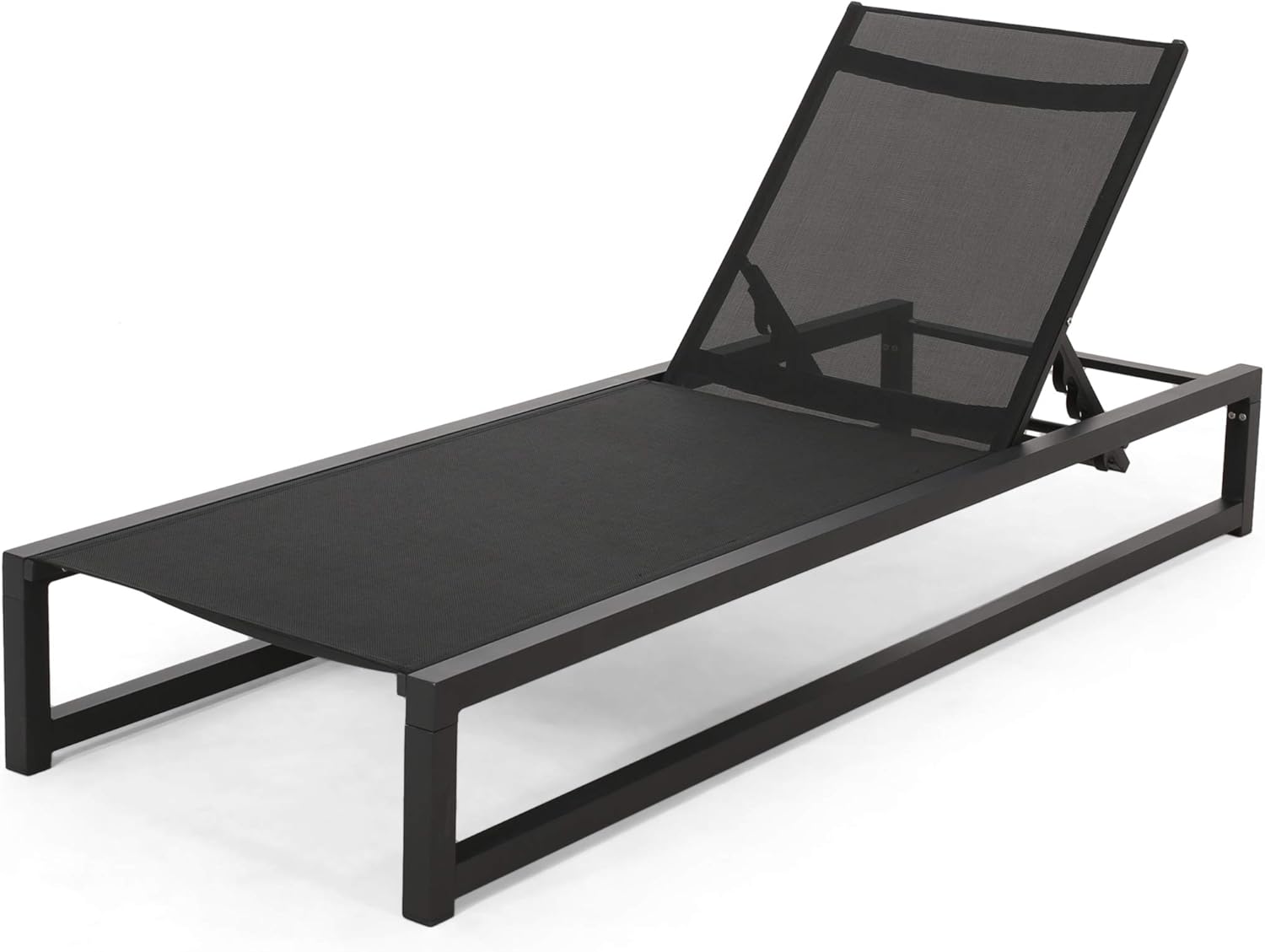 Christopher Knight Home Modesta Outdoor Aluminum Framed Chaise Lounge with Mesh Body, Black Finish / Grey Mesh