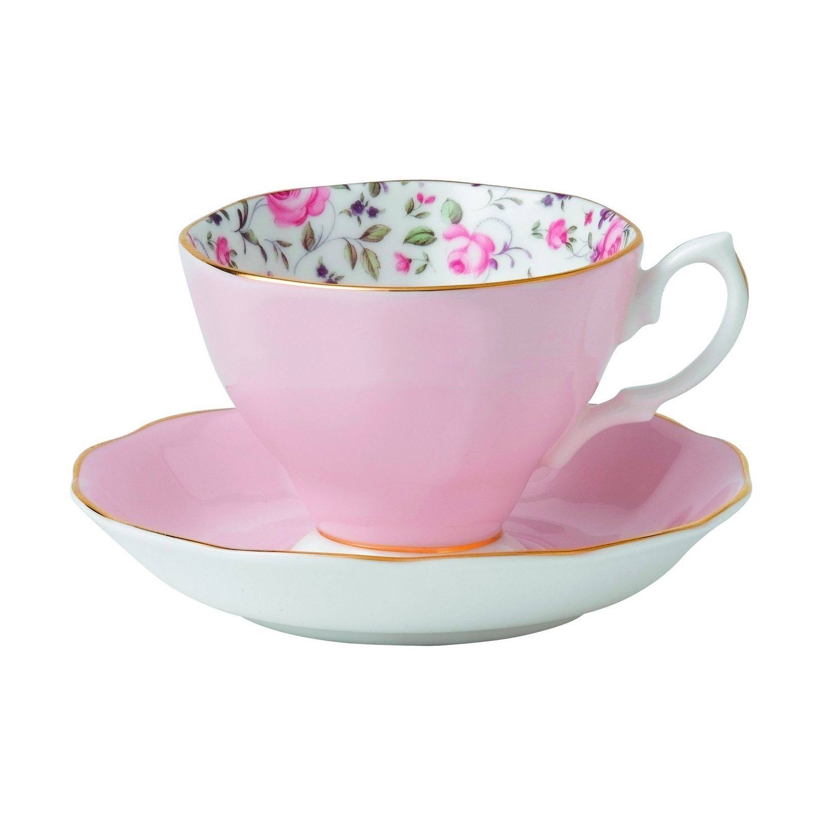 Royal Albert Rose Confetti 3-Piece Set Teacup, Saucer u0026 Plate