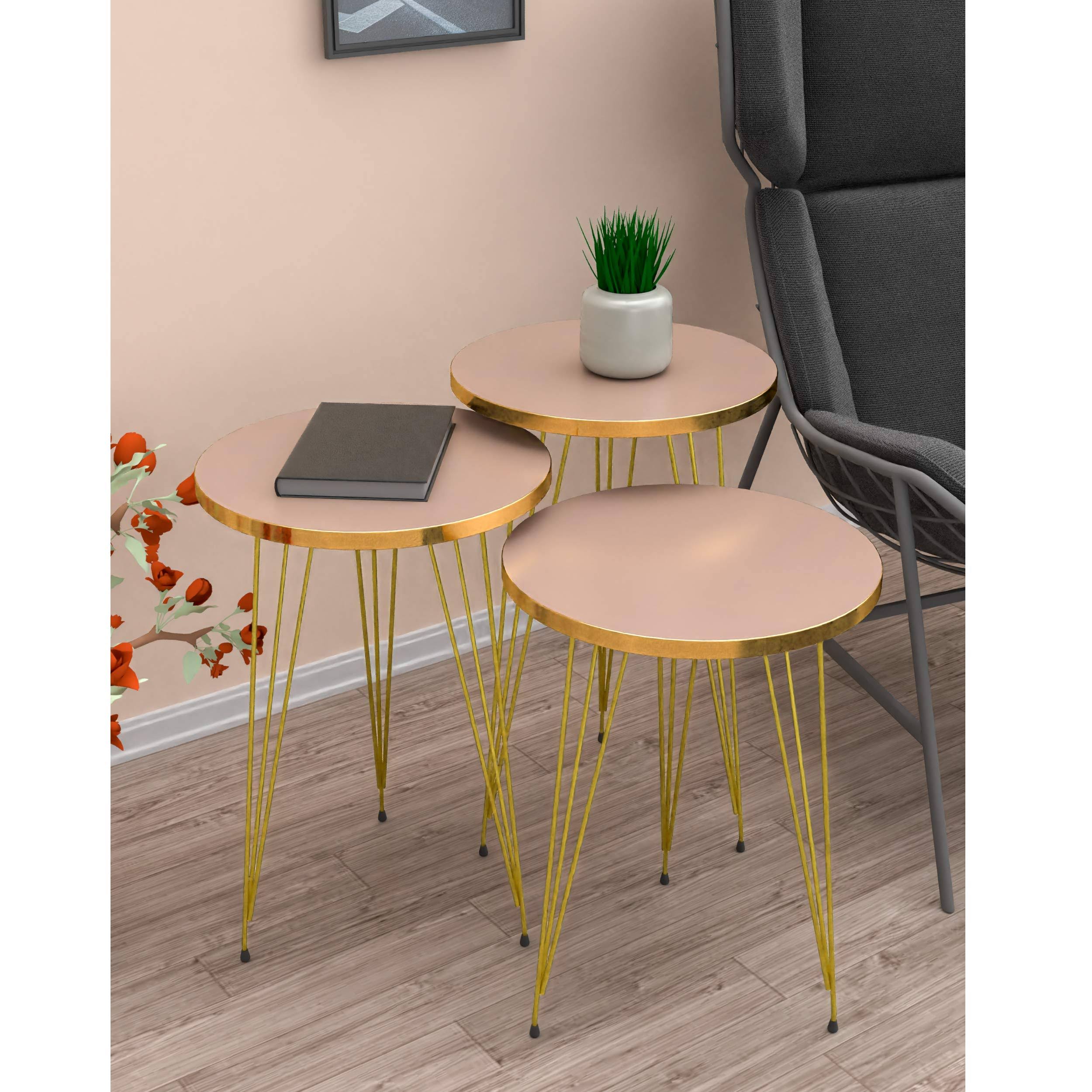 Pak Set of 3 High Gloss Nesting End Tables - Home Round Wood Stacking Co