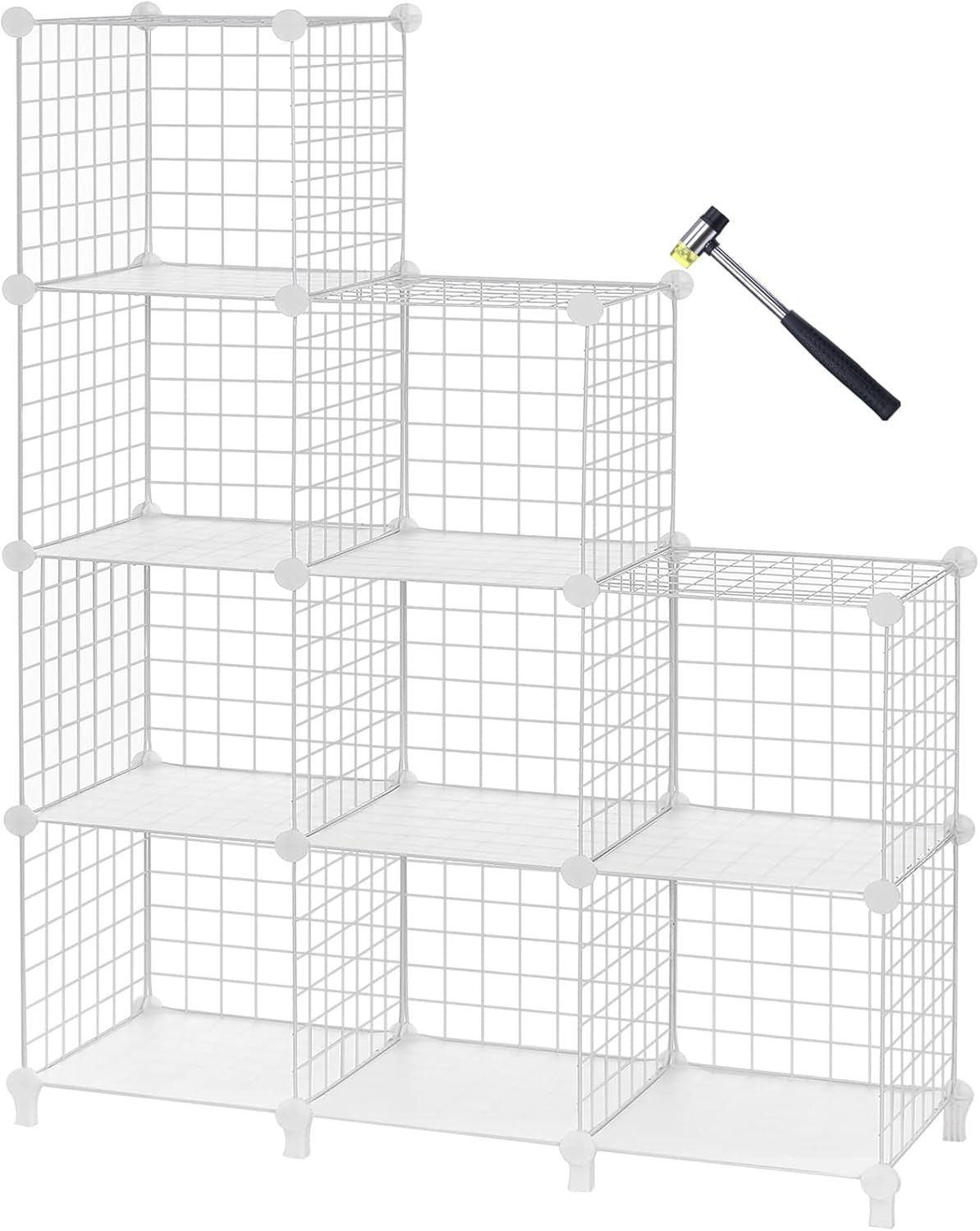 ANWBROAD 12- Cube Metal Wire Cube Storage Organizer Grids Storage Wire Shelves for Closet Storage Bins Shelving DIY Closet Cabinet Modular Bookcase for Bedroom Living Room Office White ULWT012T Pack of 2