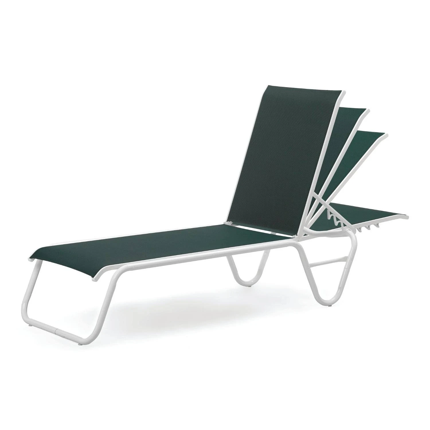 Telescope Casual Gardenella 2 Piece Aluminum Stacking Chaise Lounge Set with Sling Seating by - Gloss White/Forest Green - SET01