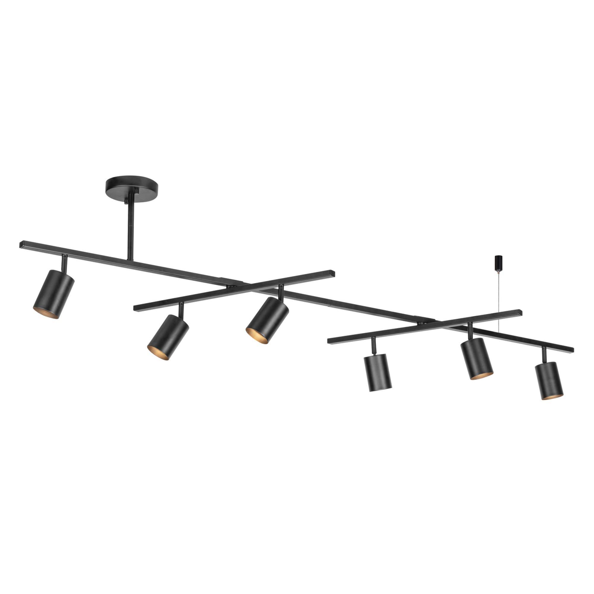 Globe Electric 59829 West 64x22 6-Light Track Lighting, Matte Black, Center Swivel Bars