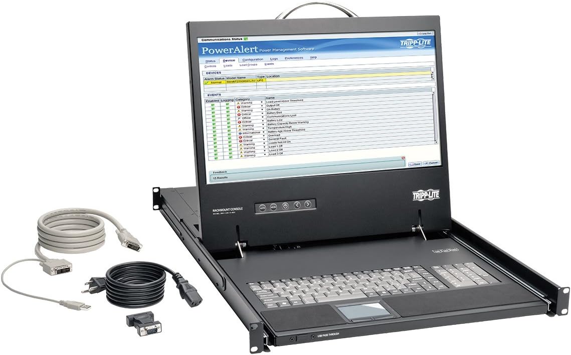 Tripp Lite Rack Console 1URM DVI, VGA for KVM Switch, 19