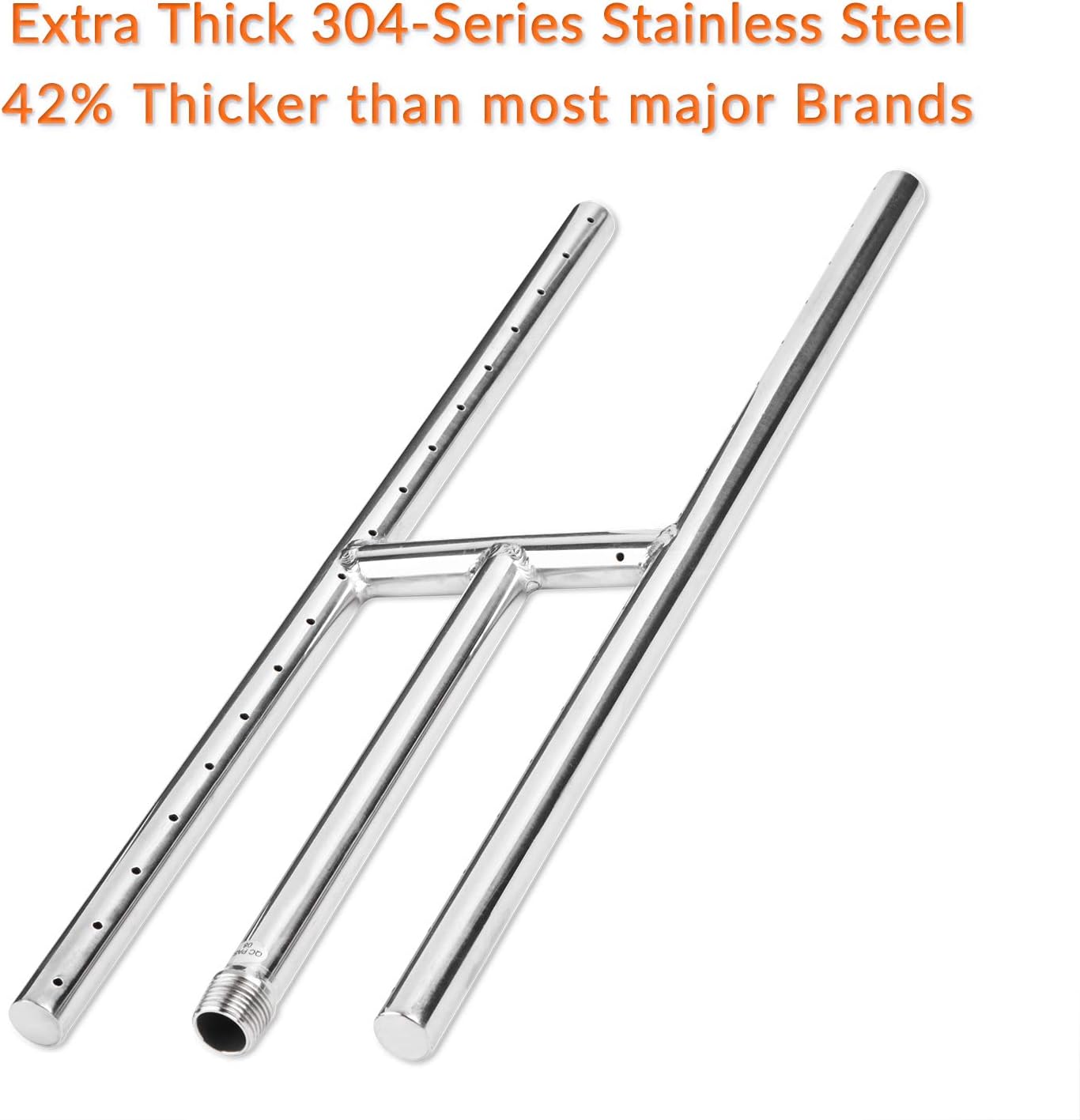 GASPRO 18 x 6 inch Gas Fireplace Burner, Stainless Steel H Burner for Gas Fireplace, Fire Pit, Propane & Natural Gas, Non-Whistle, Easy to Install