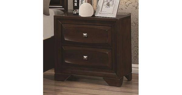Benzara Wooden Nightstand with Two Spacious Beveled Front Drawers, Dark Brown