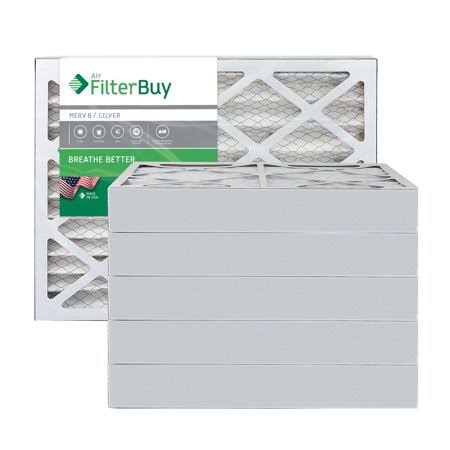 AFB Silver MERV 8 15x25x4 Pleated AC Furnace Air Filter. Pack of 6 Filters. 100% produced in The USA.