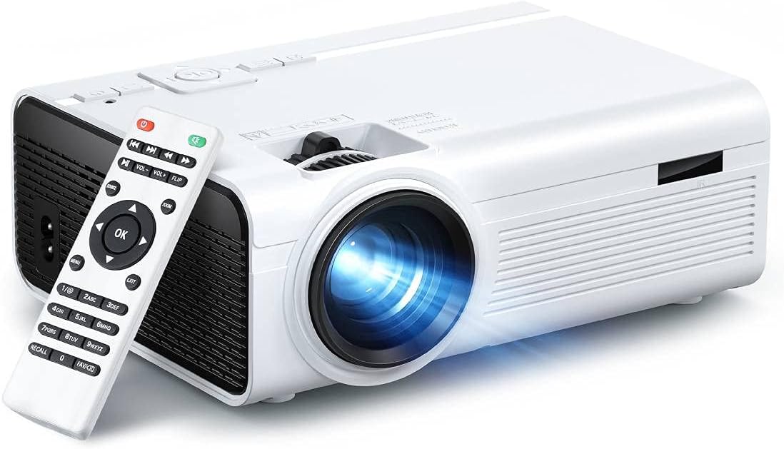 Mini Projector, Portable Phone Projector, 55000 Hours LED Home Theater Projector Compatible HDMI / VGA / USB / TF / TV Stick / PS4 / Smartphone Pack of 2