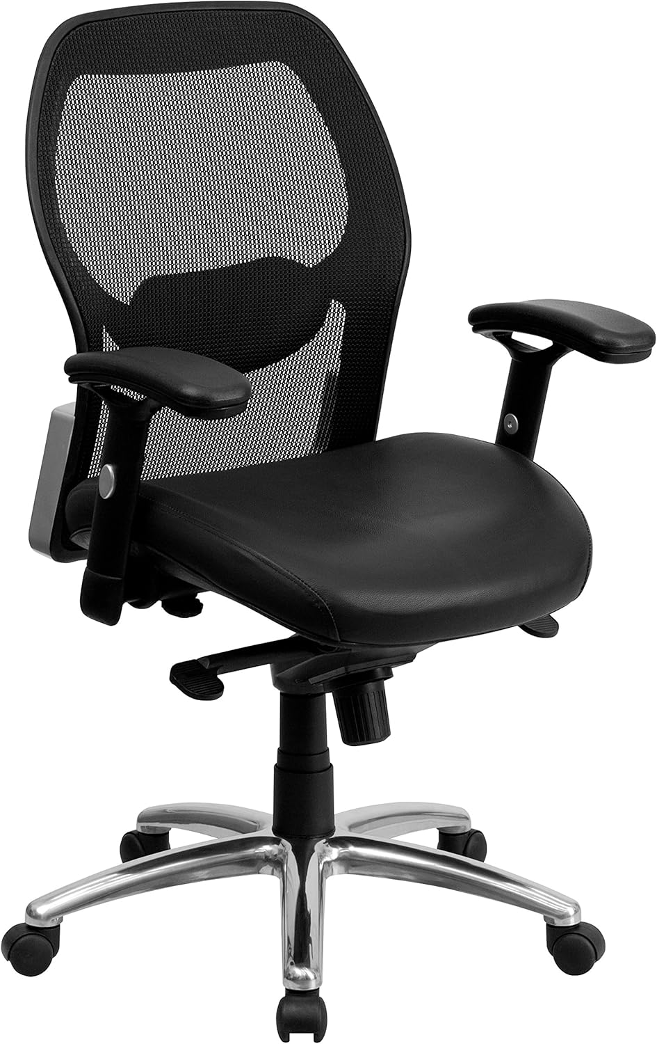 Flash Furniture Mid-Back Black Super Mesh Executive Swivel Office Chair with Knee Tilt Control and Adjustable Lumbar & Arms