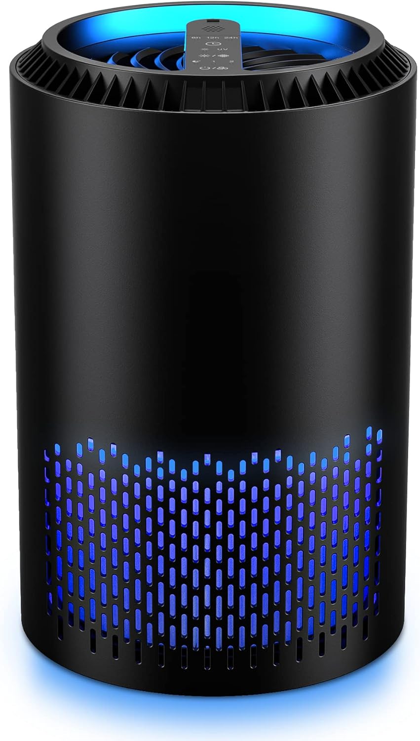 Air Purifiers POMORON Air Purifier for Bedroom HEPA Air Filter for Smoke Pollen Dander Hair 22dB Quiet Air Cleaner for Home, Bedroom, Living Room, Kitchen - Black Pack of 2