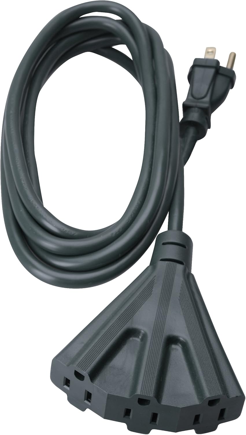 Woods, Black AgriPro 2451 14/3 25-Foot Heavy Duty 15-Amp SJTOW Farm/Workshop Multi Extension Cord, Turns 1 3 Outlet Tri-Tap Adapter, Feet, Ft Pack of 2