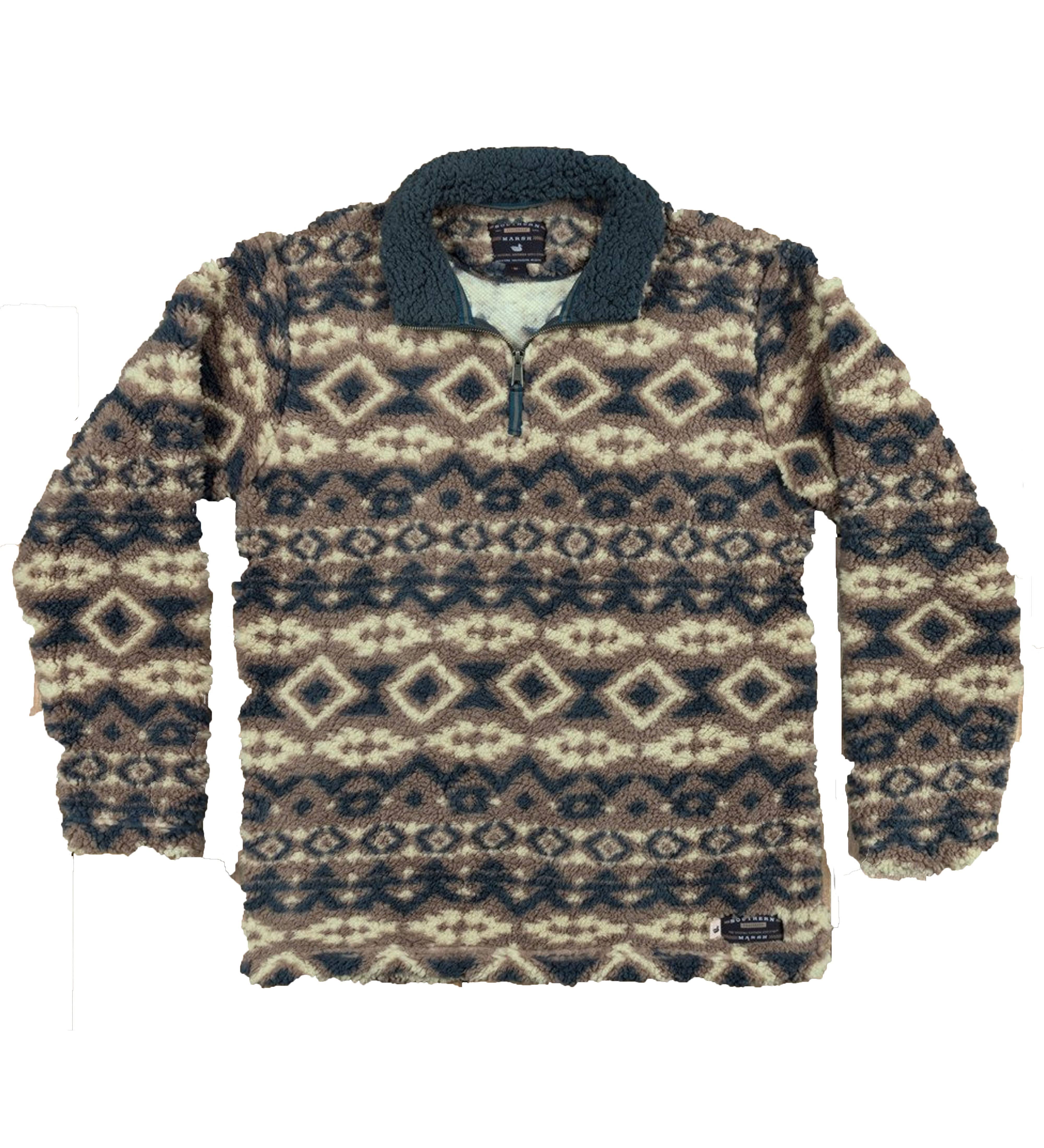 Southern Marsh Appalachian Peak Sherpa Pullover - Tan/Navy - M
