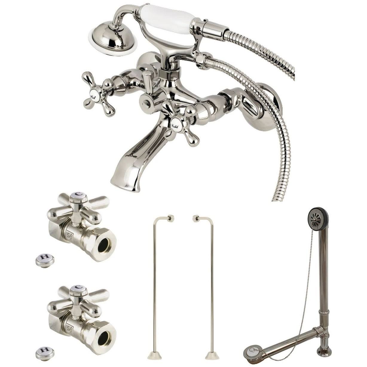 Kingston Brass Vintage Wall Mount Clawfoot Tub Package Polished Brass