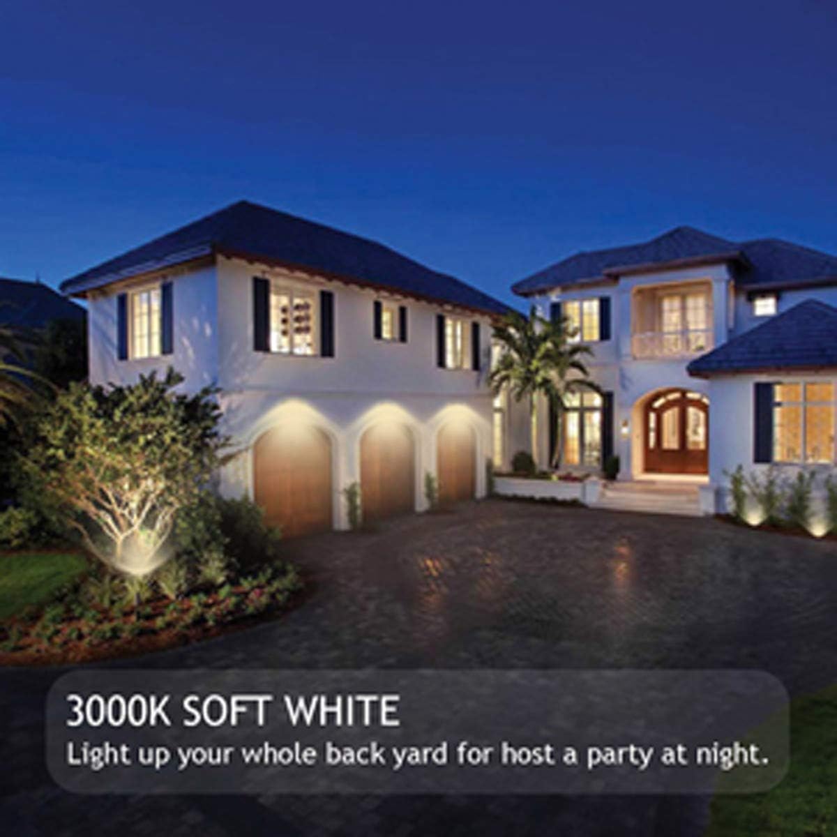 GLW 10W LED Landscape Lights 12V Low Voltage Outdoor Spotlights Warm White 3000K IP65 Waterproof with Spike Stand for Garden,Yard,Deck,Step [4 Pack]