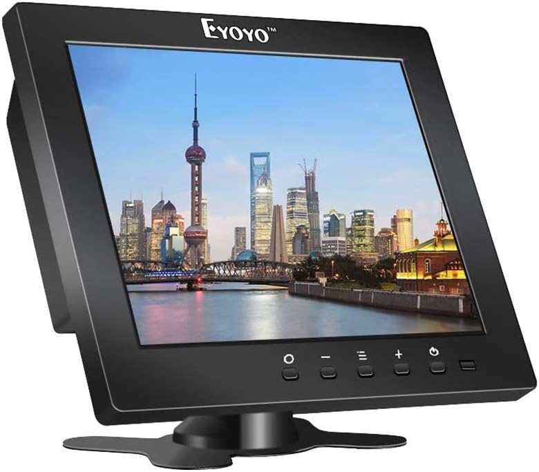 Eyoyo S801C 8 Inch Small HDMI BNC VGA Monitor LCD Screen 1024x768 4:3 Display Ypbpr Input Support Powerbank 5V Input Pack of 2