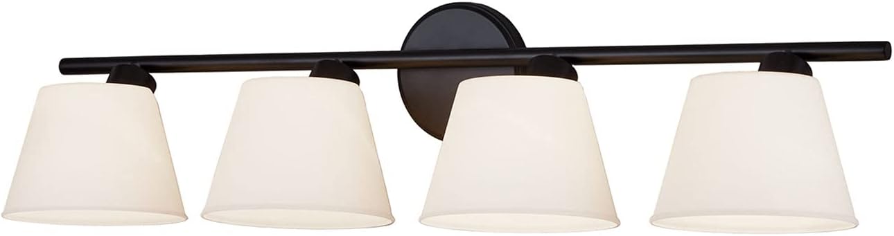 Justice Design Group Lighting FSN-8074-OPAL-MBLK Envoy Bath Bar, Matte Black, Opal
