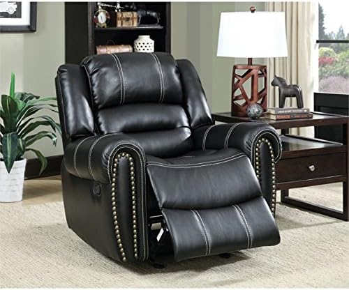 BOWERY HILL Faux Leather Recliner in Black