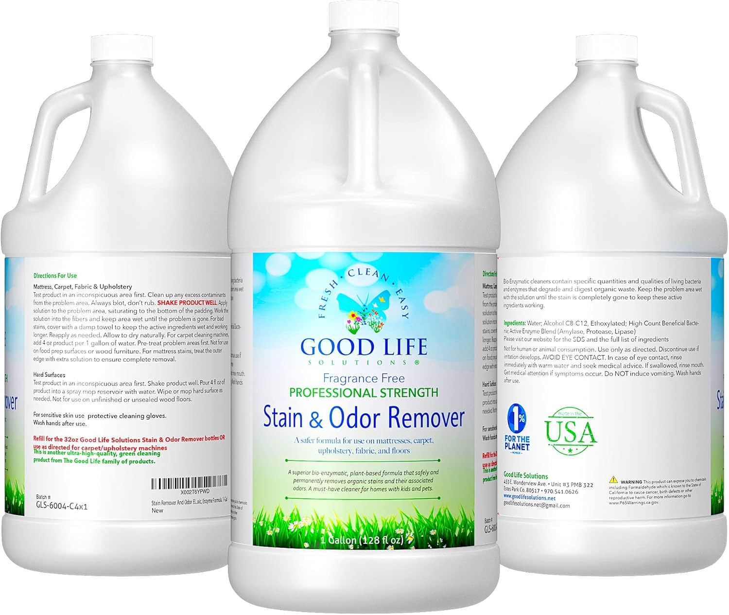 Stain Remover And Odor Eliminator - Mattress, Baby Crib, Pet Bed, Couch, Carpet, Blood, Poop, Vomit, Urine, Incontinence Treatment For Household Maintenance Issues- Plant-Based, Enzyme Formula. 1 Gal Pack of 2