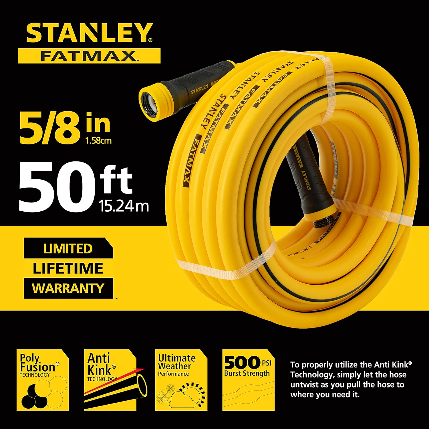 Stanley Fatmax Professional Grade Water Hose, 50' x 5/8