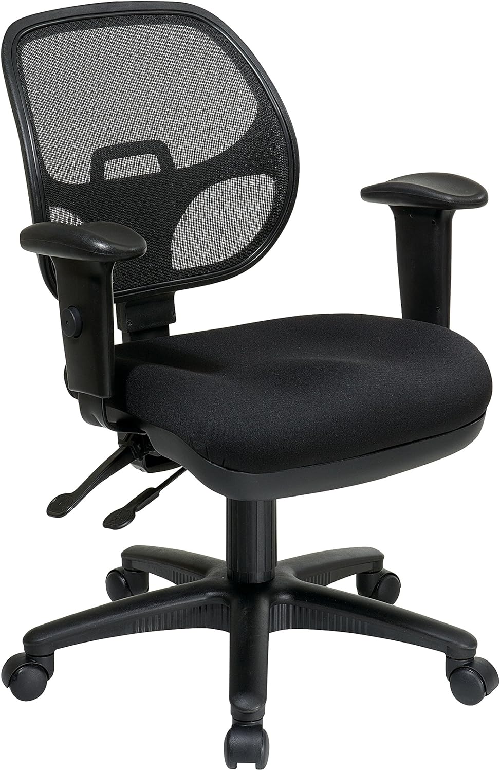 Office Star Breathable ProGrid Back and Padded Seat, Ergonomic Task Chair with Adjustable Arms, Black