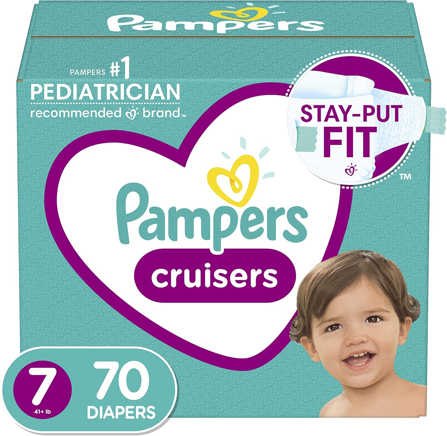 Diapers Size 7, 70 Count - Pampers Cruisers Disposable Baby Diapers, Enormous Pack (Packaging May Vary) Pack of 2