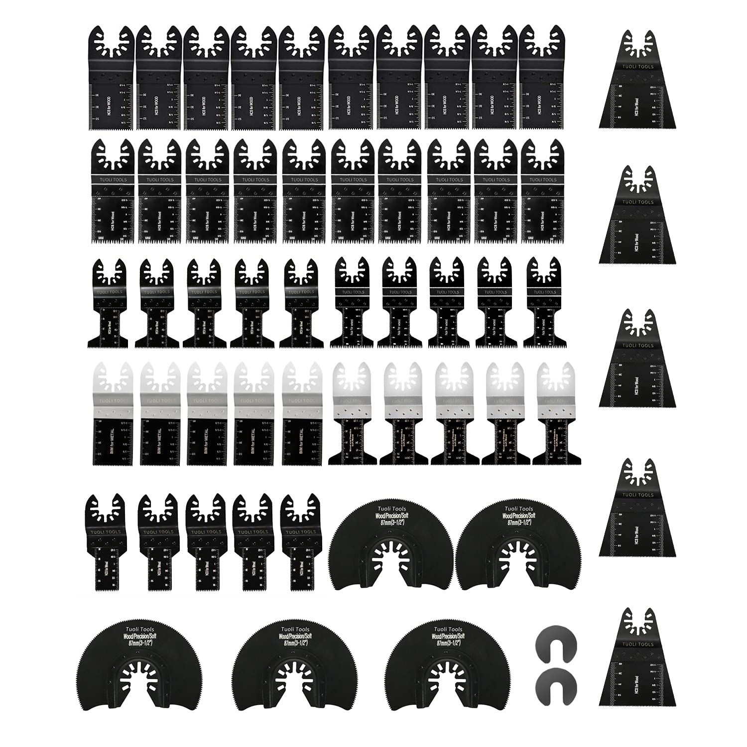 100 Pcs Oscillating Tool Blades, Professional Universal Oscillating Saw Blades, Wood Multitool Blades, Quick Release Durable Oscillating Tool, Multi Tool Blades Fit All Models Pack of 2