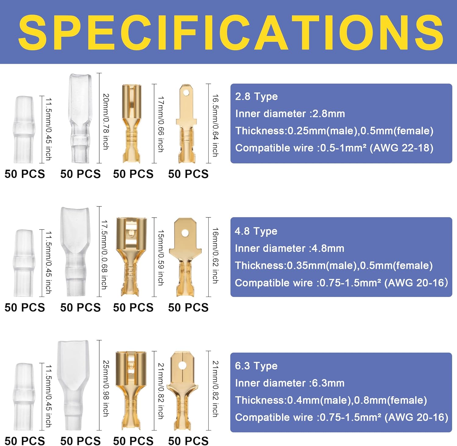haisstronica Crimping Tool Set AWG 22-16 With 600PCS Female Male Spade Connectors and Insulated Sleeves Pack of 2