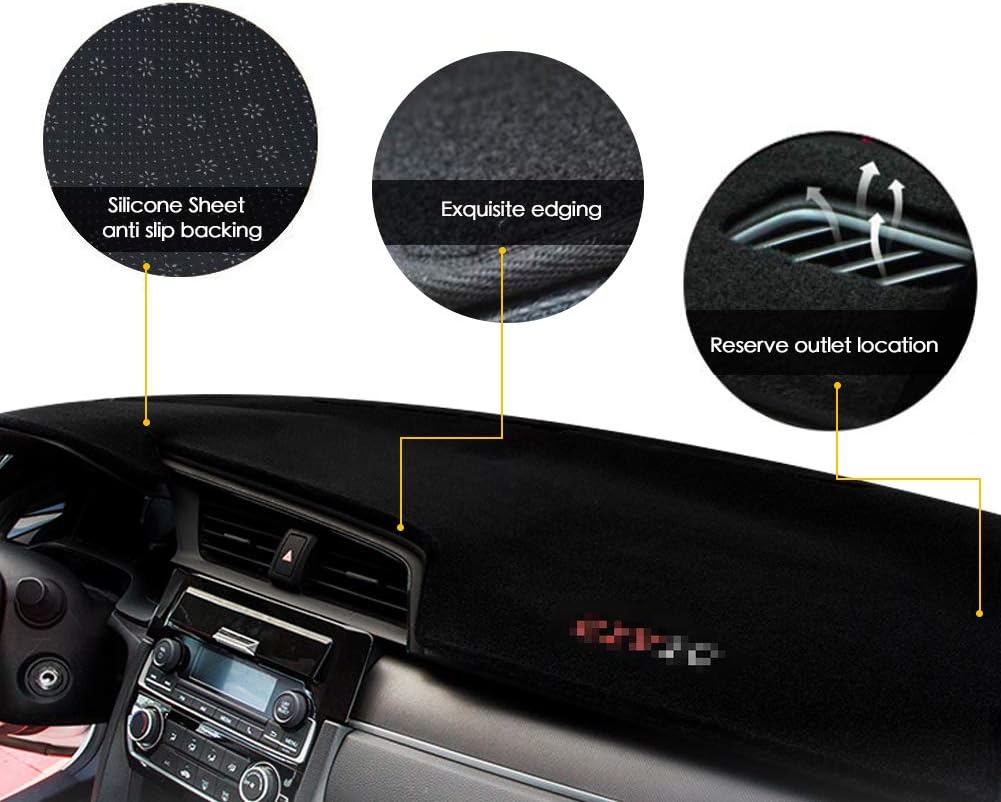 PGTOPONE Custom Fit Dashboard Black Center Console Cover Dash Mat Protector Sunshield Cover Pad Carpet for Nissan Rogue X-Trail Rogue Sport SUV