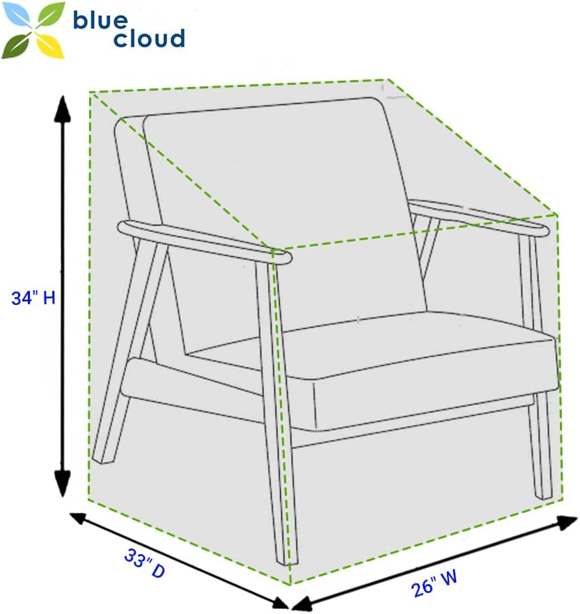 Blue Cloud Patio Hi Back Chair Cover - 2 Pack - 100% Waterproof Heavy Duty Outdoor Lawn Dining Chair Patio Furniture Cover (High Back - 26