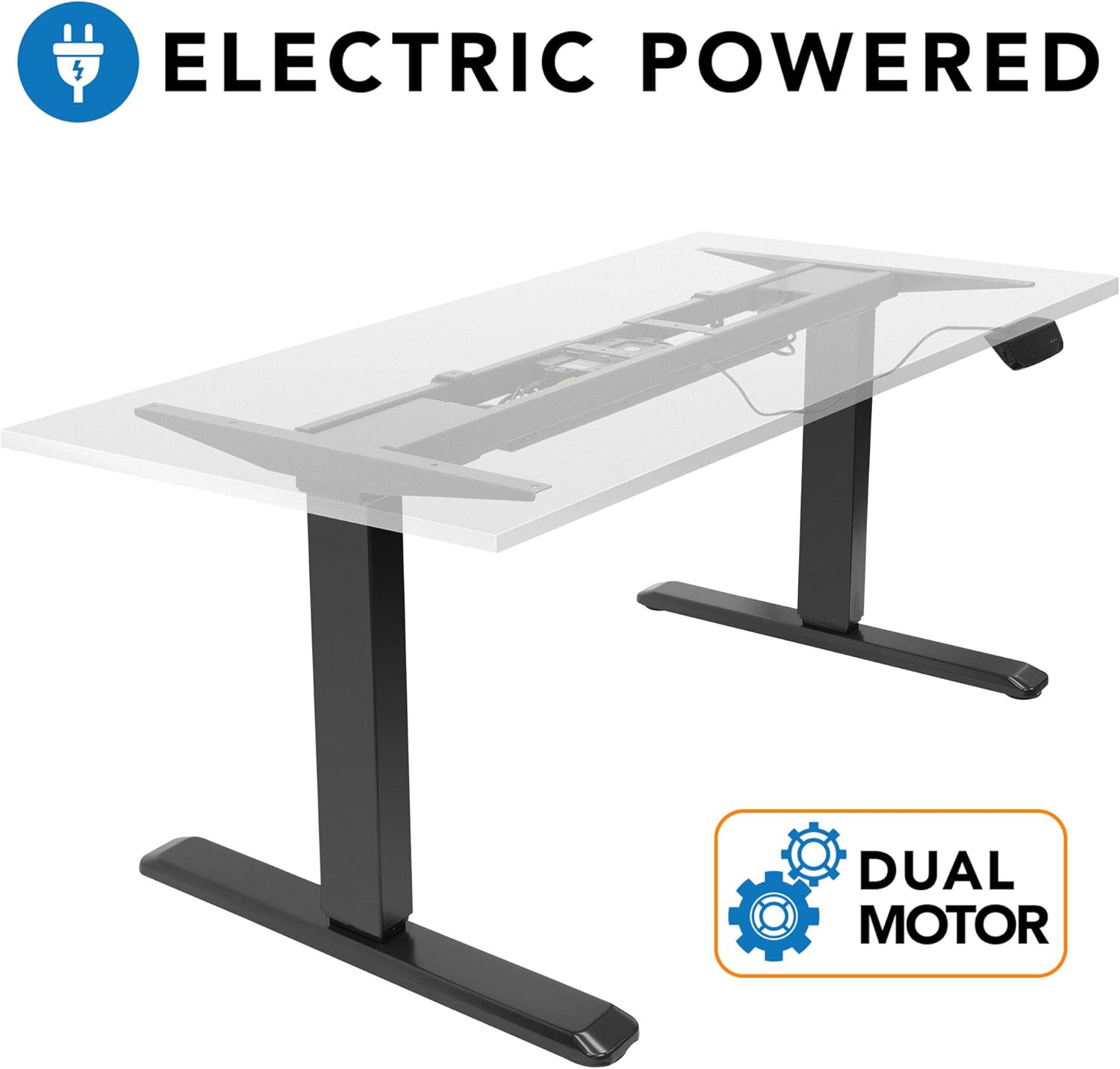 MOUNT-IT! Dual Motor Electric Standing Desk Frame [Heavy Duty 275 lbs Capacity] Ergonomic, Adjustable Height, Sit Stand Base with Programmable Control Panel, Collision Sensor (Black)
