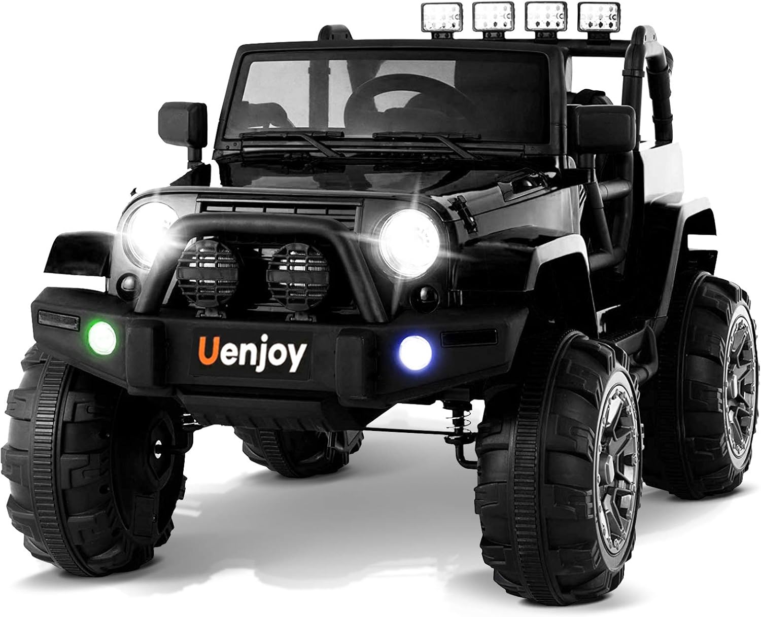 Uenjoy Ride on Car 12V Battery Power Children's Electric Cars Motorized Cars for Kids with Wheels Suspension,Remote Control, 3 Speeds, Head Lights,Music,Bluetooth Remote Controller,Black