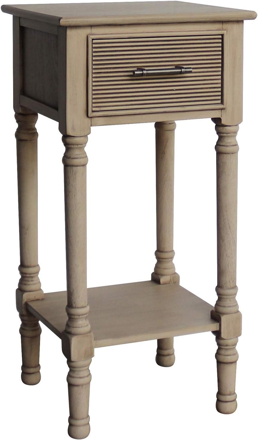 Urban Designs French Country Accent Storage End Table, Antiqued Beige