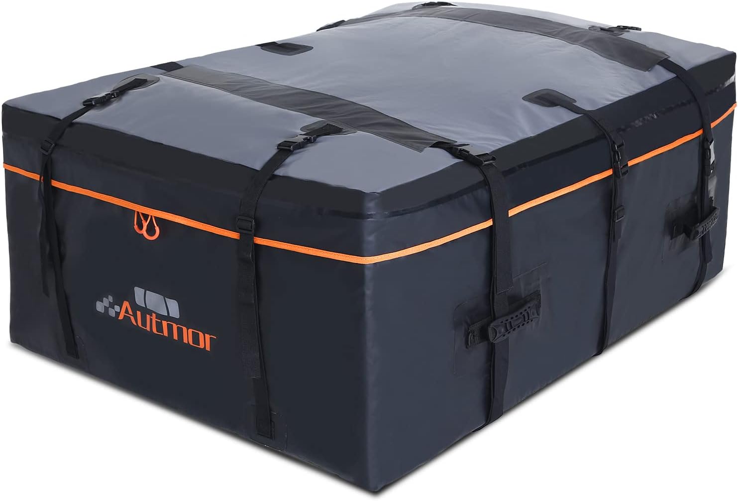 AUTMOR Rooftop Cargo Carrier, Cargo Carrier for Top of Vehicle, 20 Cubic Feet Roof Rack Cargo Carrier with Anti-Slip Mat, 10 Reinforced Straps and 6 Door Hooks Fits All Cars with/Without Rack(Black)