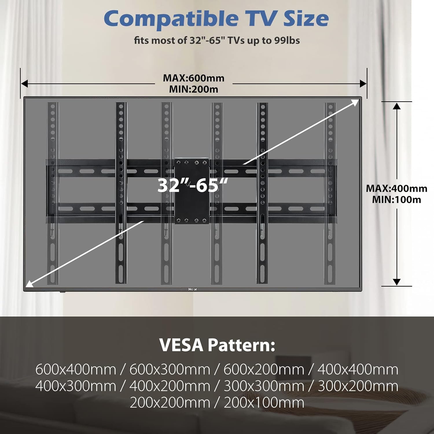Vemount Corner TV Wall Mount Full Motion Corner TV Mounts for 32-65 inch LCD LED OLED Flat Curved Screen TVs up to 99 LBS Articulating Corner Mount TV Bracket with Max VESA 600x400mm Swivel Rotate Pack of 2