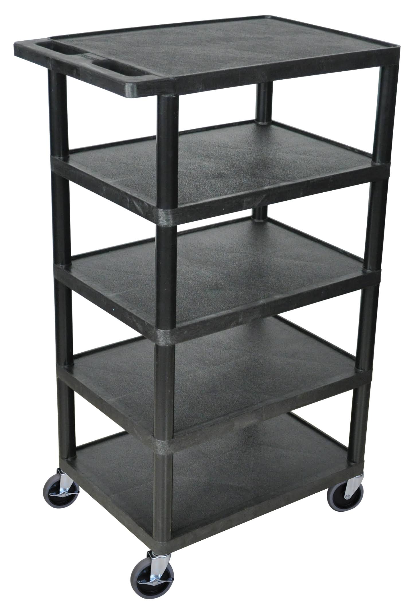 Offex 5 Flat Shelf Utility Cart; Black