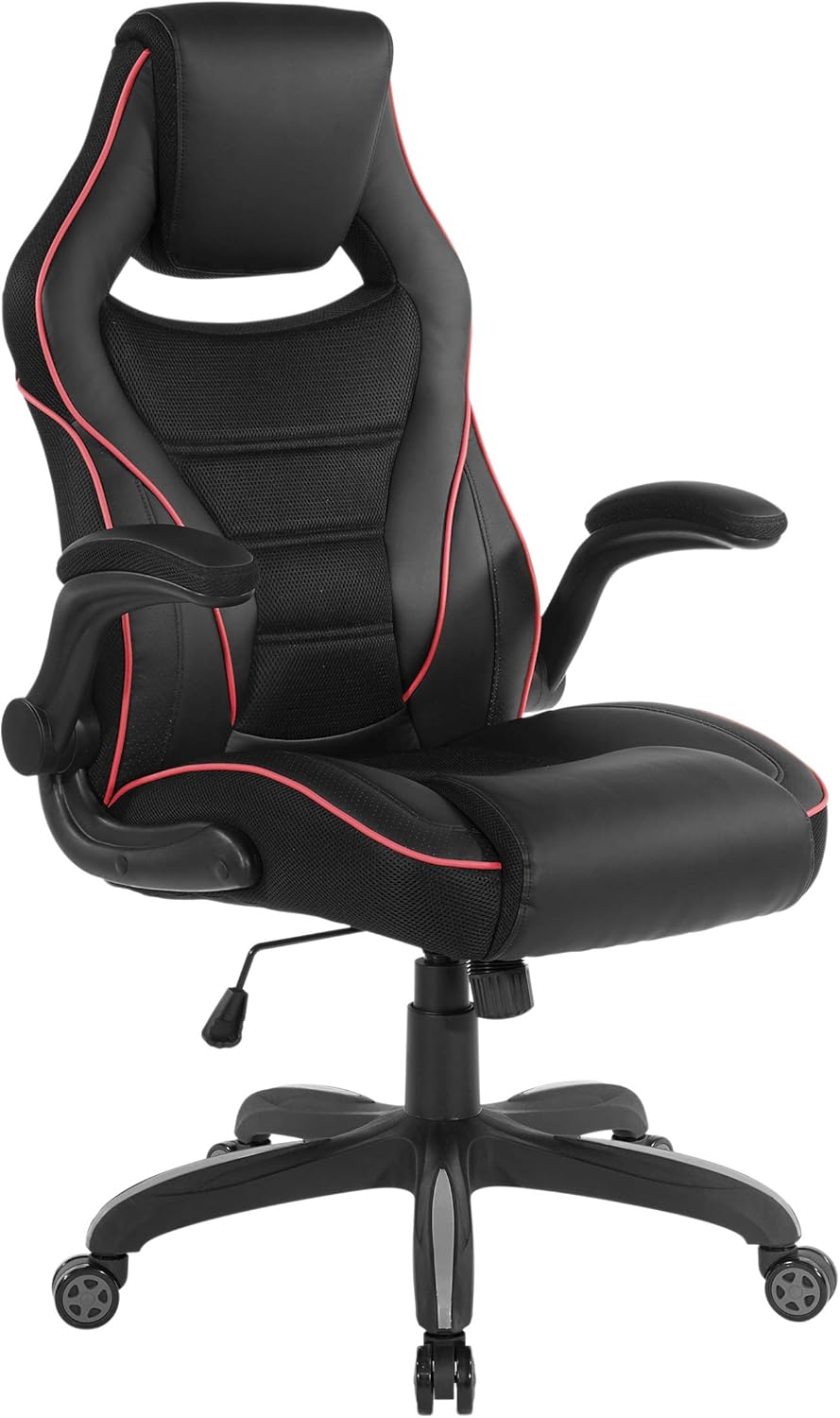 OSP Home Furnishings Xeno Ergonomic Adjustable Gaming Chair, White with Black Accents