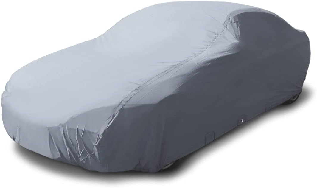 iCarCover 100-Layers Custom-Fit All Weather Waterproof Automobiles Indoor Outdoor Snow Rain Dust Hail Protection Full Auto Vehicle Durable Exterior Car Cover for Hatchback Coupe Sedan (215
