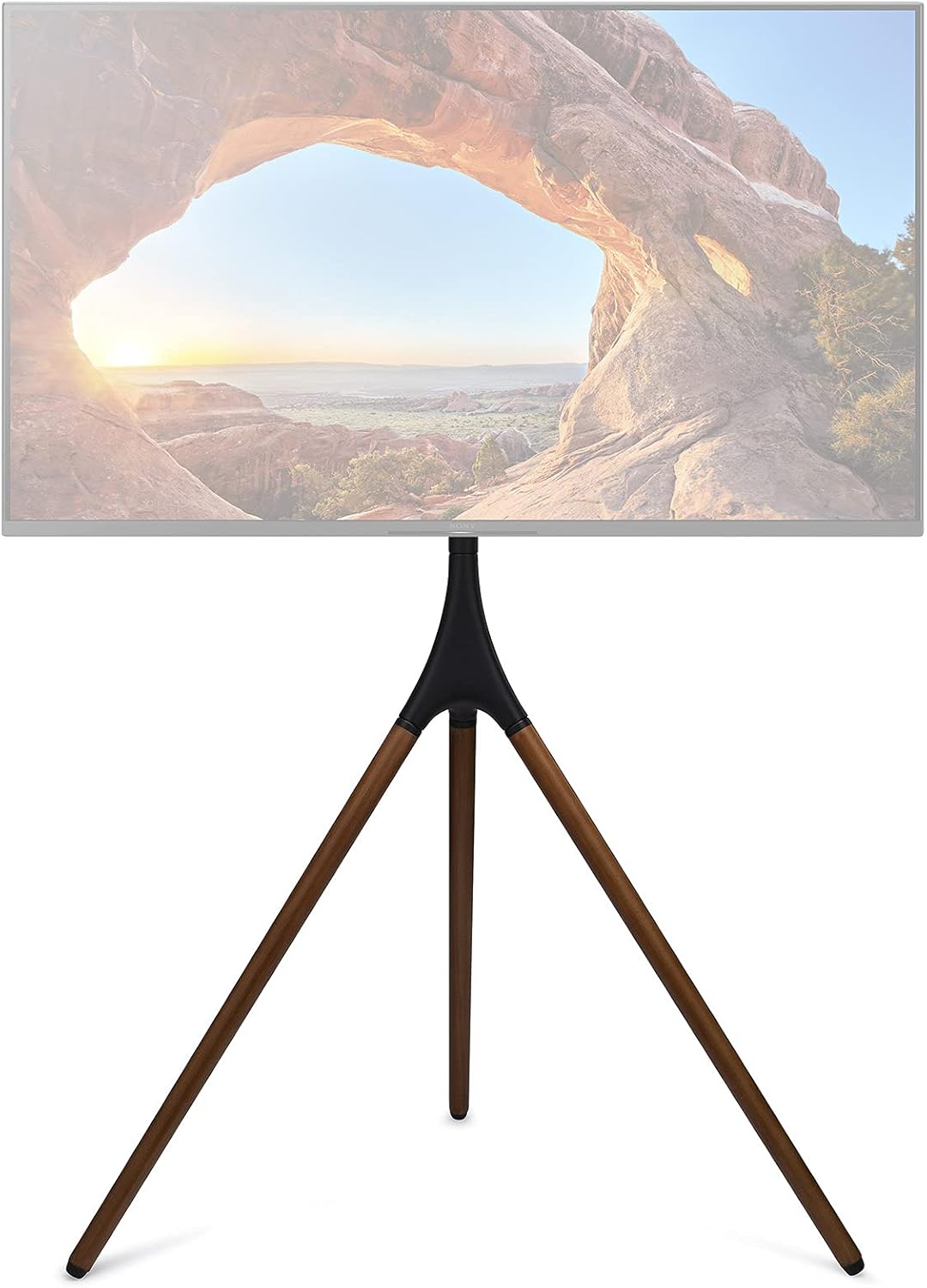 Kratos Home Easel Studio TV Floor Stand with Swivel for Flexible Viewing Angles and Built-in Cable Management - Matte Black & Walnut