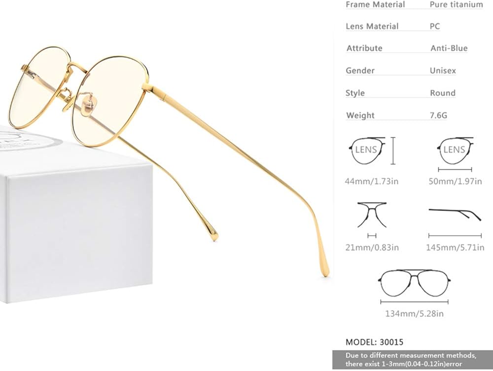 FONEX Aviator Blue Light Blocking Glasses for Men,Titanium Metal Frame Anti UV Protection Over Prescription Pack of 2