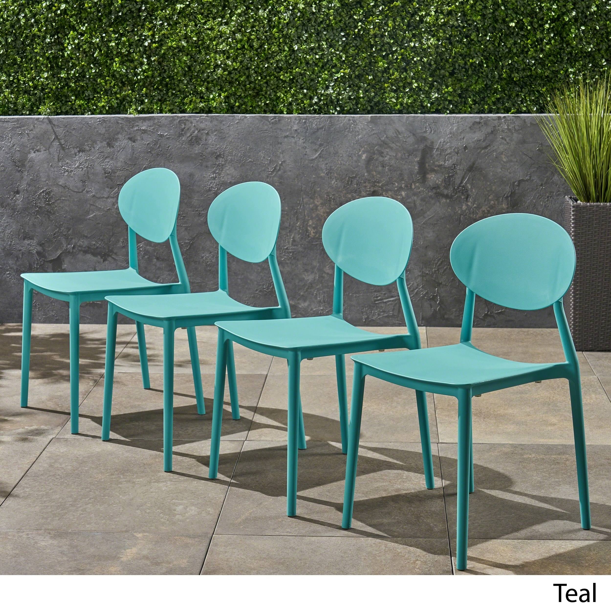 Christopher Knight Home Westlake Outdoor Plastic Chairs (Set of 4) by, Black