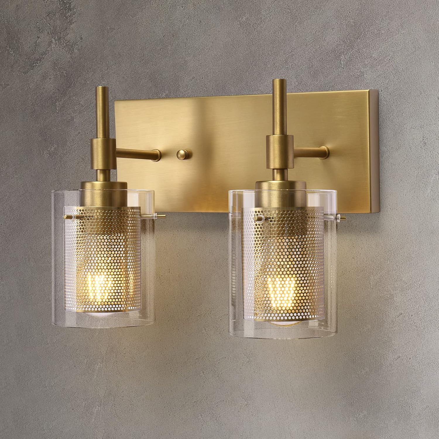 Vanity Light Fixture Zicbol Black Bathroom Light Fixtures, 3 Lights Vanity Lights with Clear Glass and Metal Mesh, Bathroom Wall Light for Bathroom Bedroom Living Room Kitchen Hallway