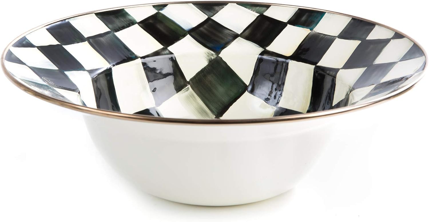 MacKenzie-Childs Courtly Check Serving Platter, Large 16-Inch Serving Dish, Enamel Kitchenware Line