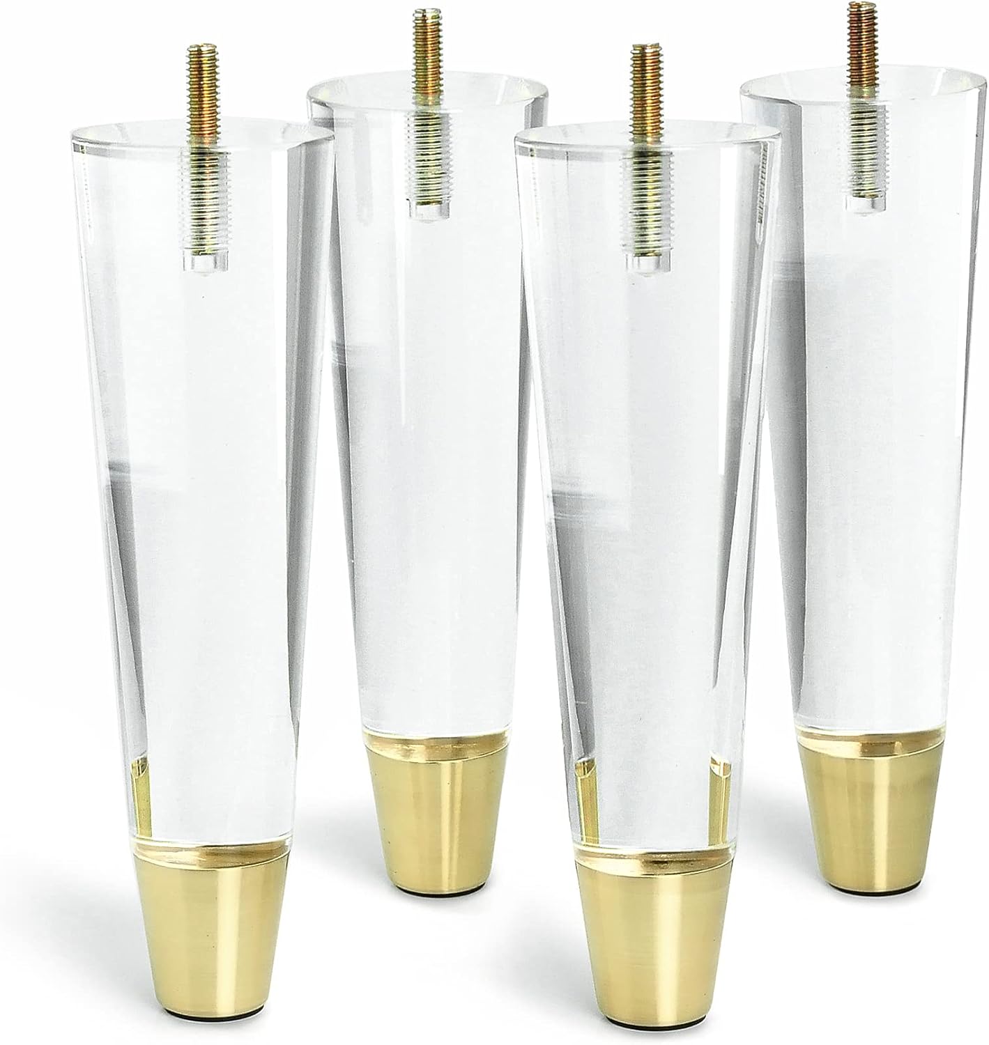 Acrylic Furniture Legs Replacement Cabinet Feet Modern Home Decor DIY Clear Legs Tapered Style Set of 4 (7.8inch) Pack of 2