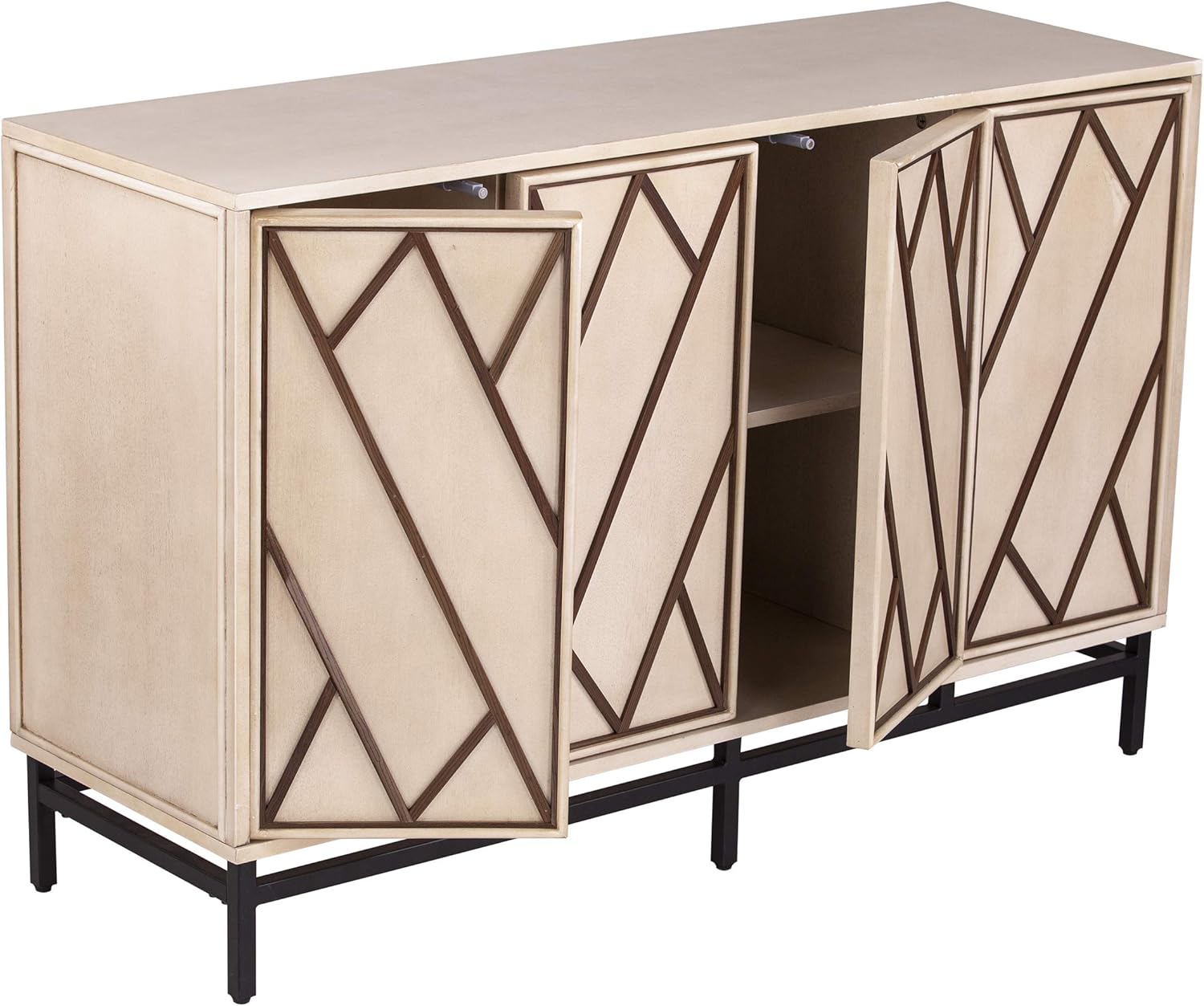 SEI Furniture Bremling Buffet, Antique Cream, Black