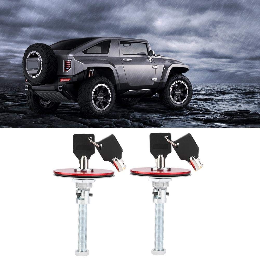 Car Hood Locks,Car Universal Engine Hood Cover Lock Key Pin Kit Safety Latch Pin Hood Lock (Red) Pack of 2